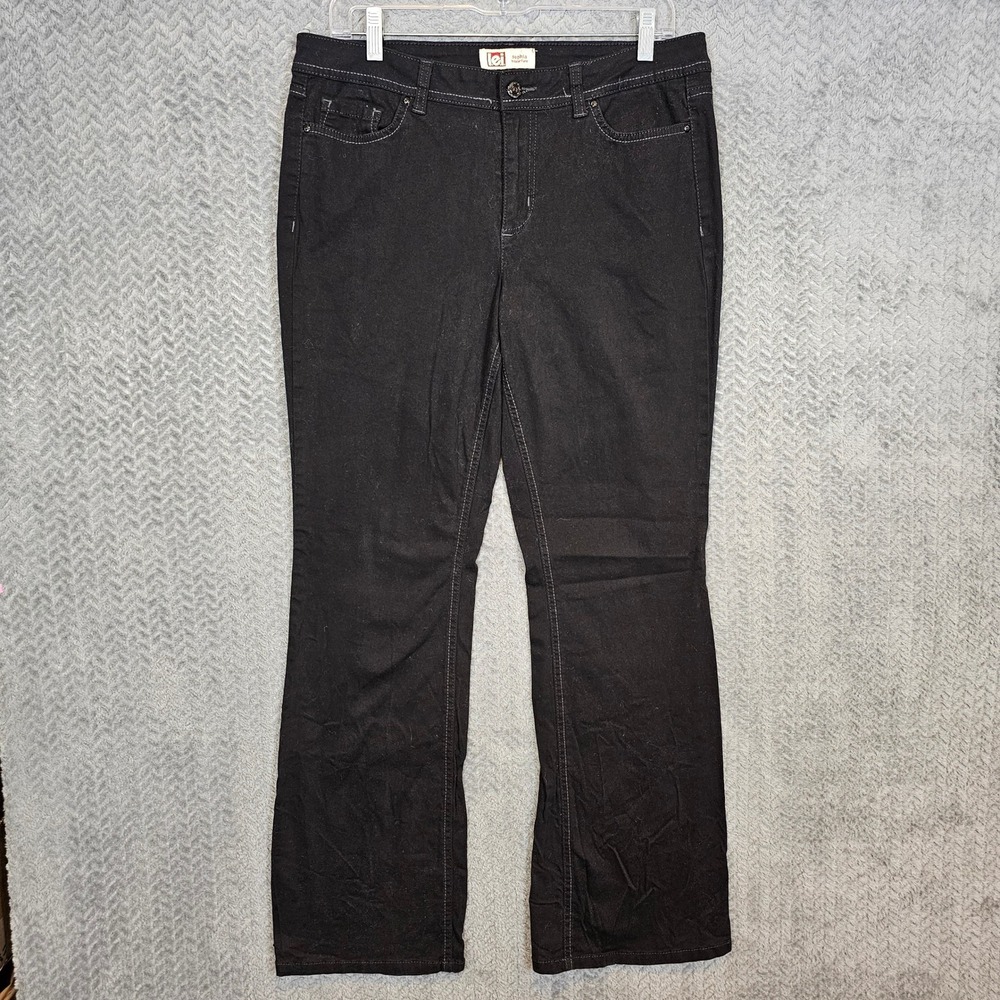 LEI Sophia Hipster Flare Jeans Womens 13 Regular Black Denim Mid Rise Pants